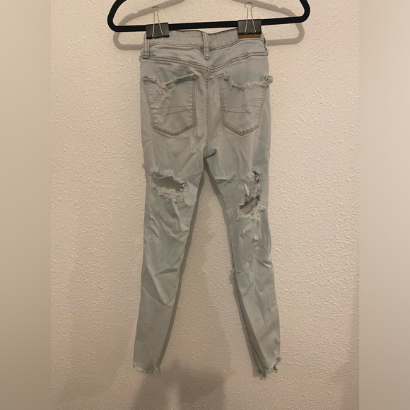 American Eagle Next Level Stretch light blue torn Jeans Jegging Womens 0 regular - Picture 2 of 10